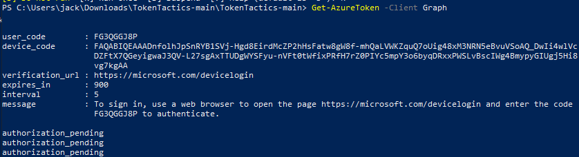 Image of command output in Powershell